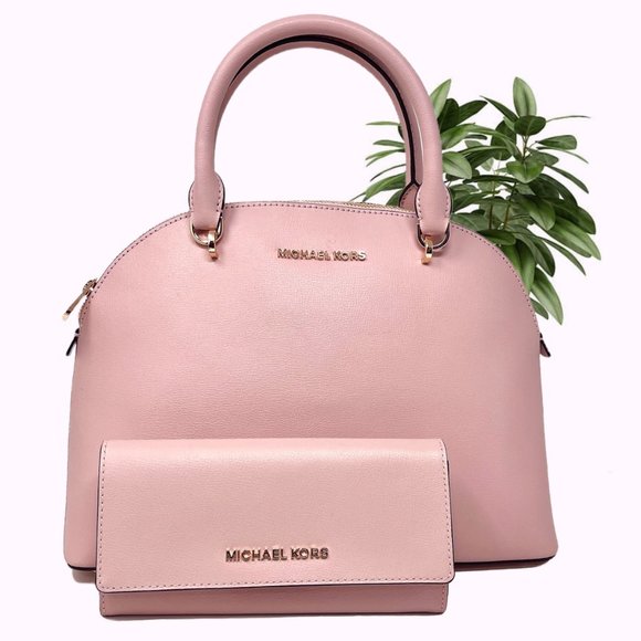 NWT MICHAEL KORS Emmy Large Dome Satchel with Matching Wallet